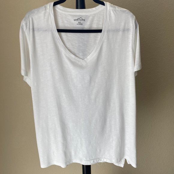 SALE: EDDIE BAUER, White, Short Sleeve Tee Shirt, V- Neck, 3X - Picture 1 of 5